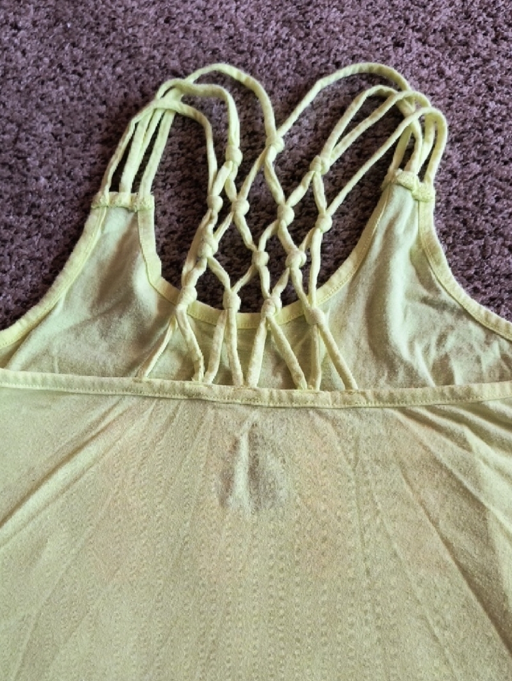 No Boundaries Neon Yellow Tank with Coral Pineapple Print and Lattice Back - Picture 2 of 3